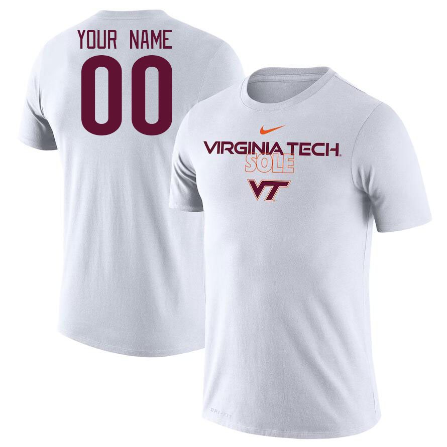 Custom Virginia Tech Hokies Name And Number College Tshirt-White - Click Image to Close